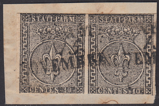 1852 - 1er número c. 10 pares horizontales blancos utilizados en el fragmento (2) 