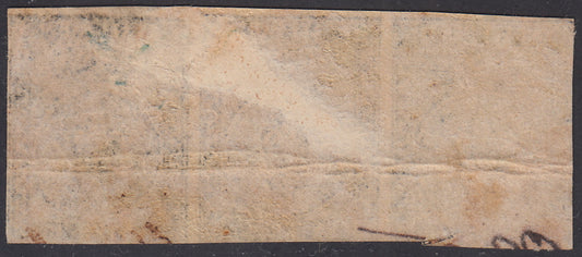 1852 - 1er número c. 10 franja horizontal blanca de tres usadas (2) 