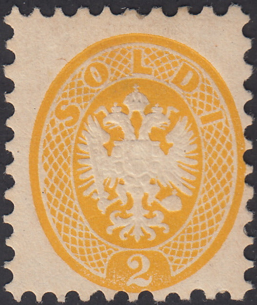 1864 - Lombardo Veneto, V issue s.5 new yellow with original rubber (41)