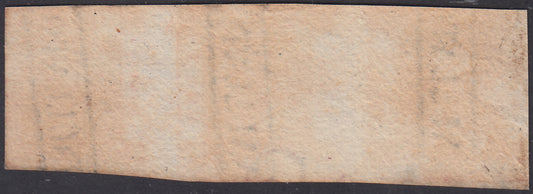1858 - 1 grano carminio II tavola striscia verticale di tre esemplari usata (4).