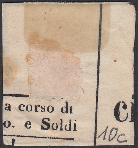 1861 - Lombardo Veneto, francobolli per giornali tipo della III emissione (s. 1,05) lilla carico usato (10c)