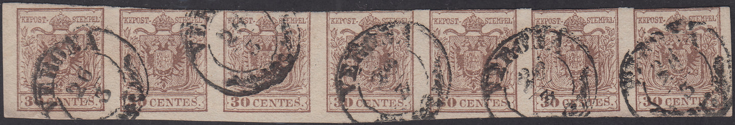 1854 - Lombardo Veneto I issue, c. 30 brown II type used (21)