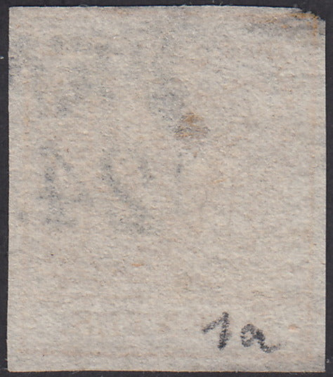 1850 - Lombardo Veneto I issue, c. 5 yellow first edition handmade paper used (1st)