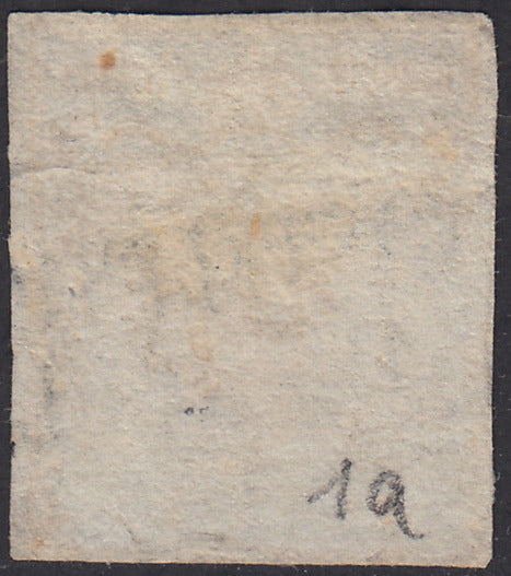 1850 - Lombardo Veneto I emissione, c. 5 giallo arancio prima tiratura carta a mano usato (1d)