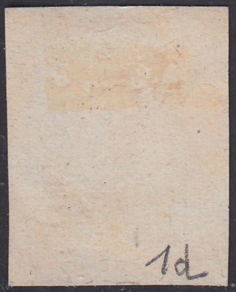 1850 - Edición de Lombardo Veneto I, c. 5 papeles hechos a mano de primera edición de color amarillo naranja (1d)