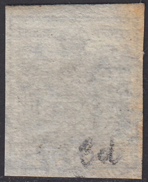 1850 - Lombardo Veneto I emissione, c. 10 nero intenso carta a mano usato (2d)