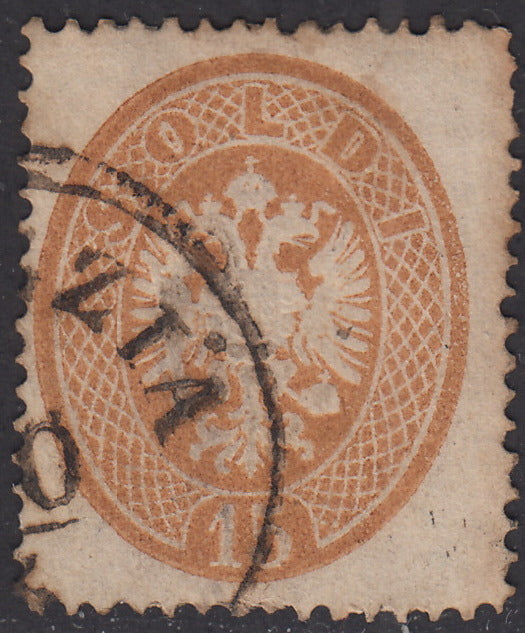 1863 - Lombardo Veneto, IV emissione s.15 bruno scuro, usato (40a)