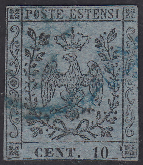 1857 - Duchy of Modena newspaper stamps, c. 10 lilac gray and c. 10 gray used (4, 4a)