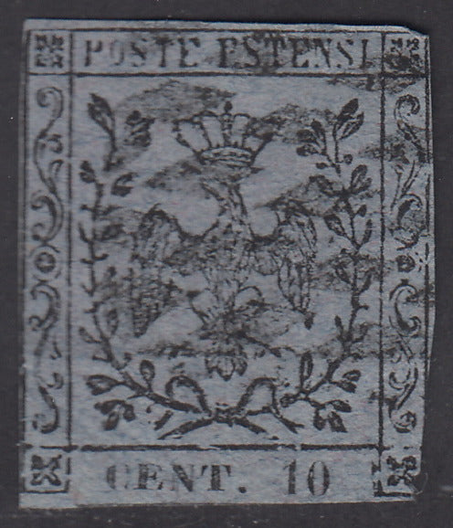 1857 - Ducato di Modena francobolli per giornali, c. 10 grigio lillaceo e c. 10 grigio usati (4, 4a)