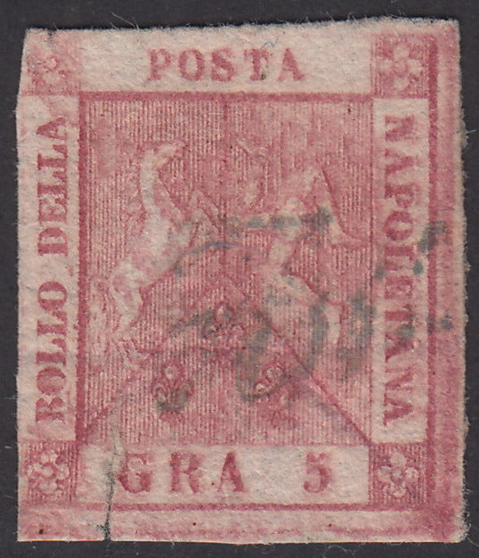 1858 - Regno di Napoli 5 grana carminio rosa II tavola usato con annullo originale (9)