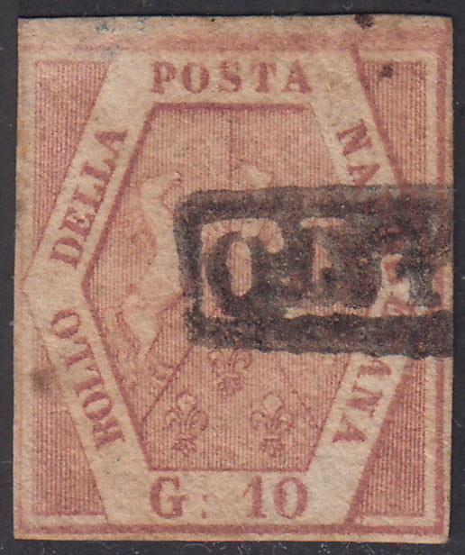 1858 - Regno di Napoli 10 grana rosa brunastro I tavola usato con annullo originale (10)