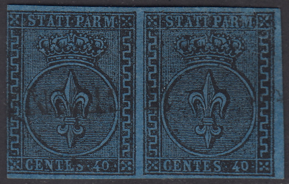 1852 - 1st issue c. 40 light blue horizontal pair used (5). 