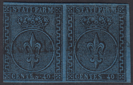 1852 - 1st issue c. 40 light blue horizontal pair used (5). 