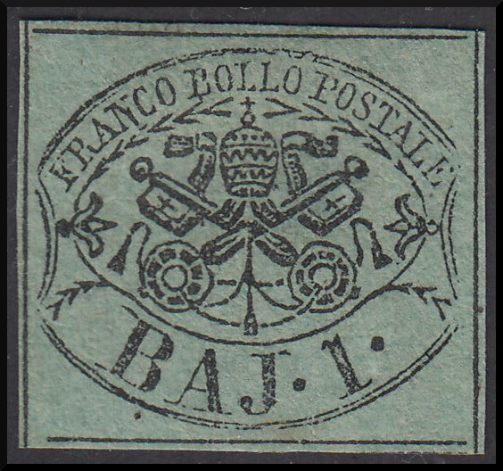 Papal State I issue 1 greyish green baj I composition new without rubber (2)