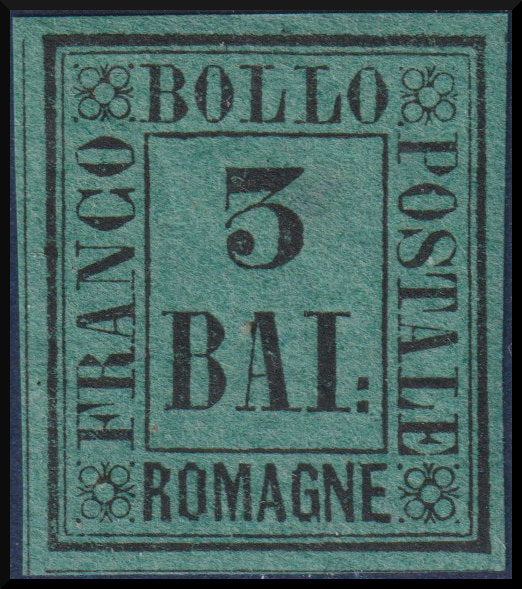1859 - Gobierno provisional de Romaña b. 3 nuevos verde oscuro con goma (4)