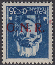 Copy from 1944 - GNR Verona c. 30 brown with black overprint upside down, new with intact gum (475a).