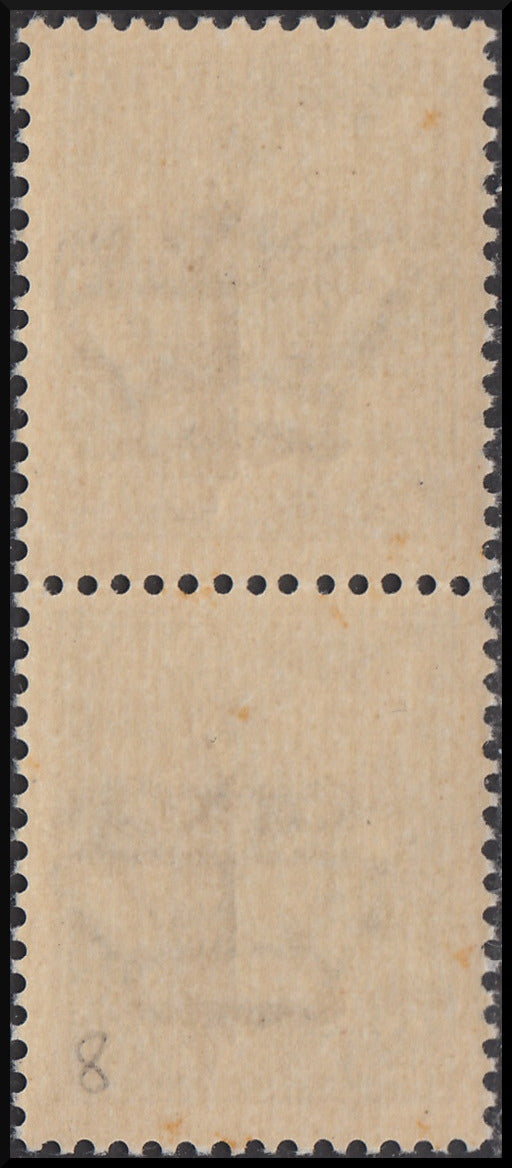 RSI - Overprint essays, Air Mail c. 25 dark green vertical pair with black "l" type overprint (P9), new, intact