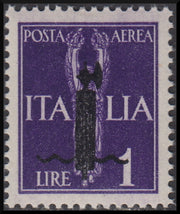RSI - Overprint essays, Air Mail L. 1 violet with black overprint type "l" (P12) new intact