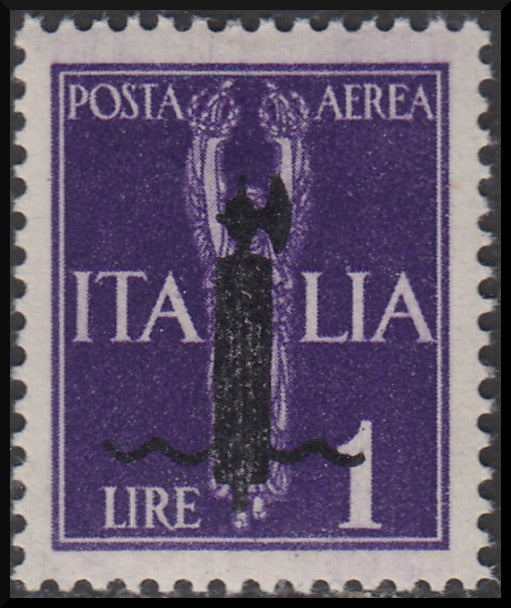 RSI - Overprint essays, Air Mail L. 1 violet with black overprint type "l" (P12) new intact