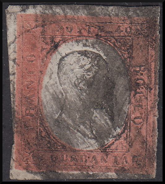 Sardegna 1854, III emissione c.40 rosso mattone chiaro usato (9b)