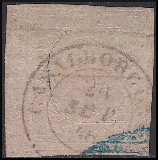 1853 - Sardegna II emissione c. 40 rosa chiaro usato con annullo di Casalborgone 24/9/56 (6)