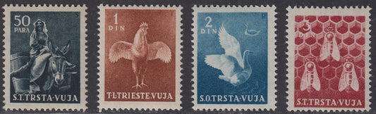 1951 - Pet stamps in changed colours, set of 4 new undamaged rubber stamps (35, 35A, 35b, 36)