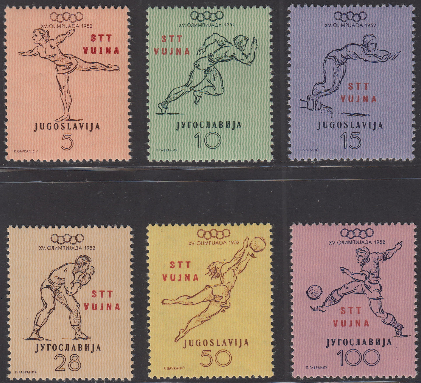 1952 - Olimpiadi di Helsinki, sei valori nuovi integri (56/61)