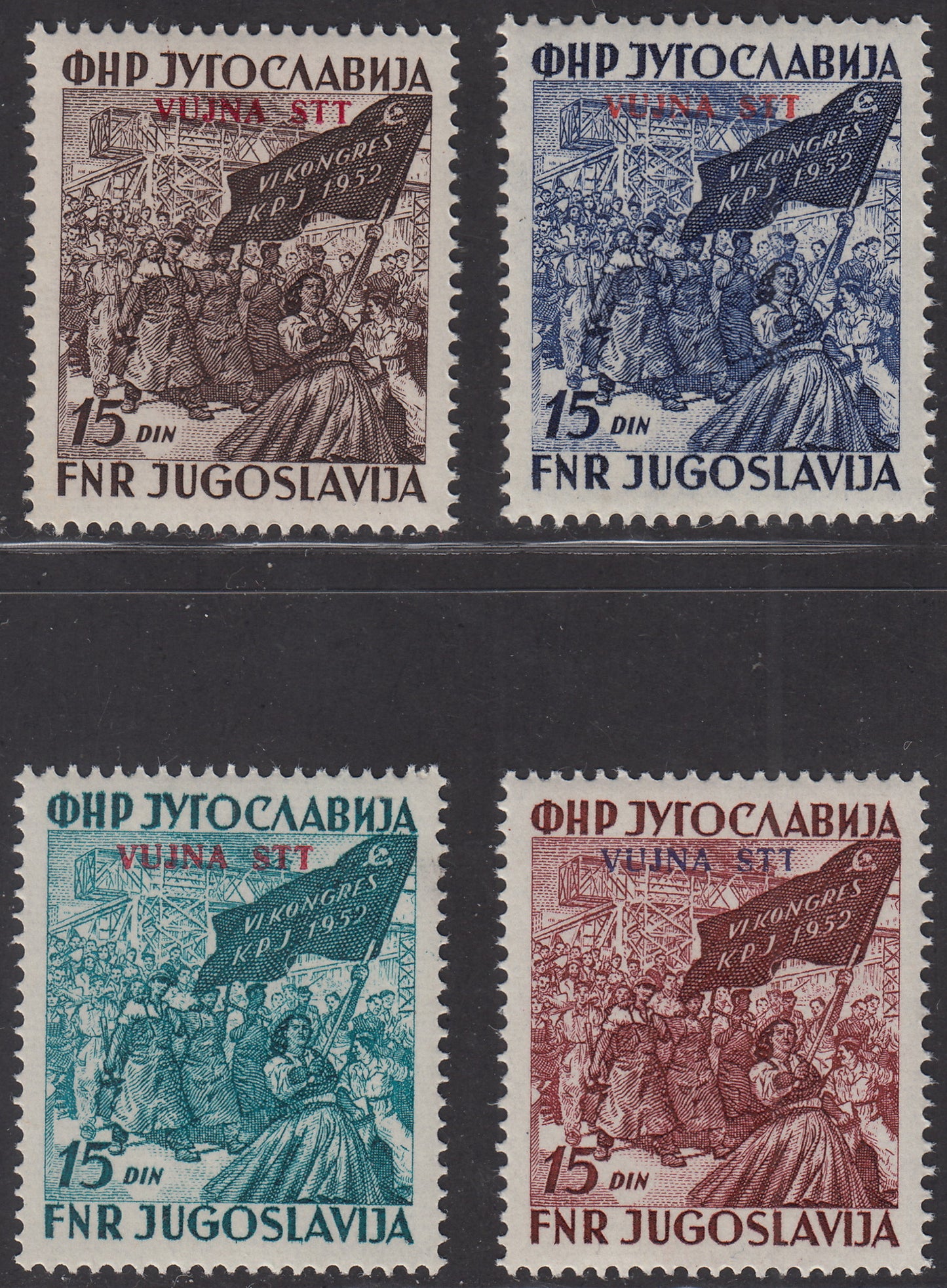 1952 - 6° congresso del Partito Comunista a Zagabria, serie completa di quattro valori nuova integra (67/70)