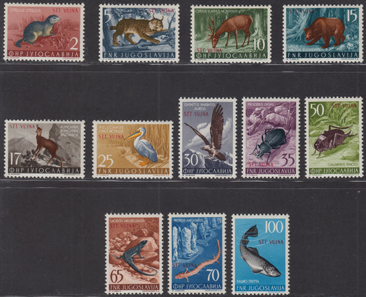 1954 - Animali, francobolli di Jugoslavia con colori cambiati, serie completa di 12 valori nuova integra (101/112)