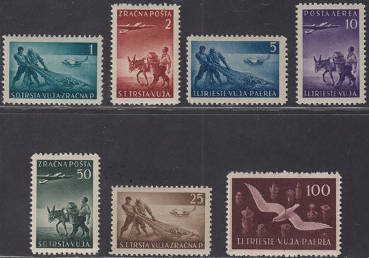 1949 - Airmail, various subjects and formats, complete set of 7 new intact values ​​(3/9) 