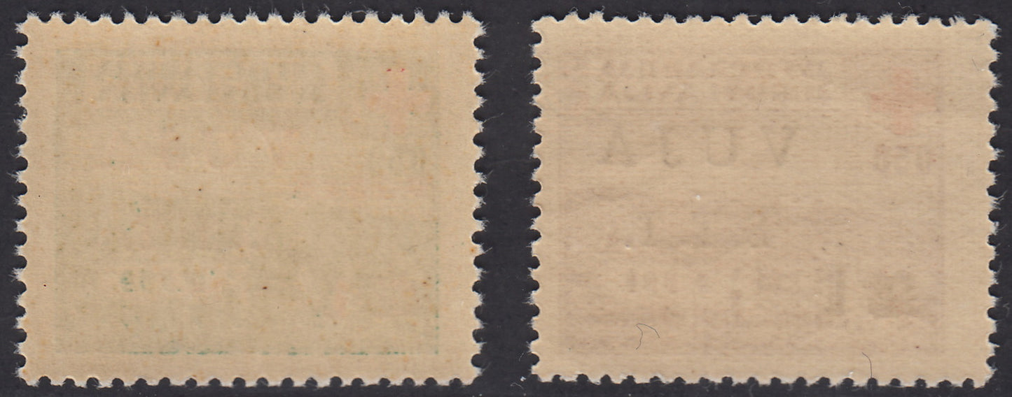 1948 - "Pro Croce Rossa", francobolli di beneficienza Jugoslavi soprastampati, due valori nuovi integri (4, 5)