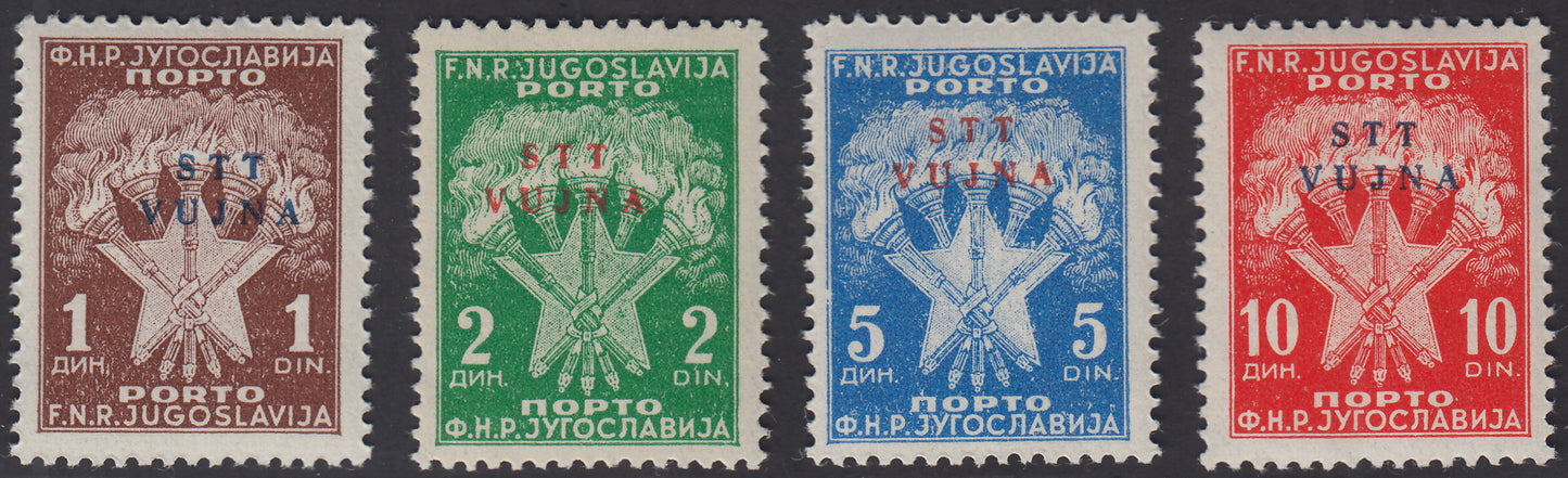 1952 - Segnatasse di Jugoslavia del 1949 soprastampate, serie completa di otto esemplari nuova con gomma integra (11/18).