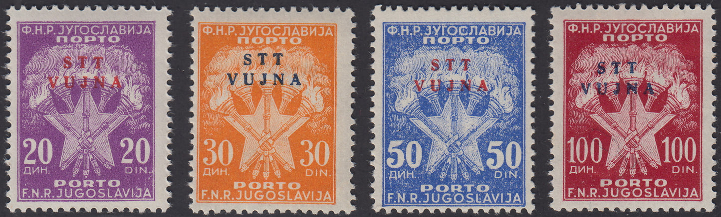 1952 - Yugoslavia tax postmarks from 1949 overprinted, complete set of eight new copies with intact rubber (11/18). 