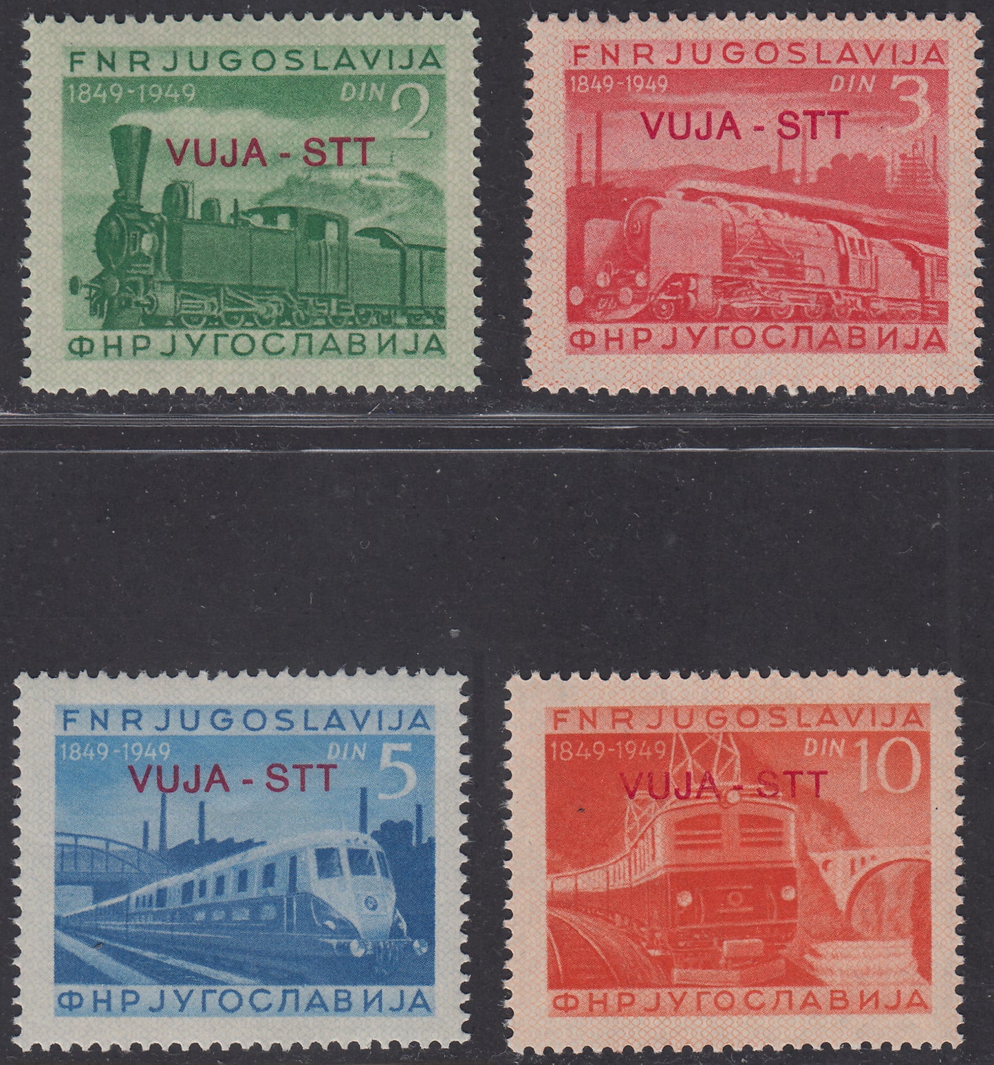 1950 - Centenario delle Ferrovie Jugoslave, serie di 4 valori nuova gomma integra (19/22)