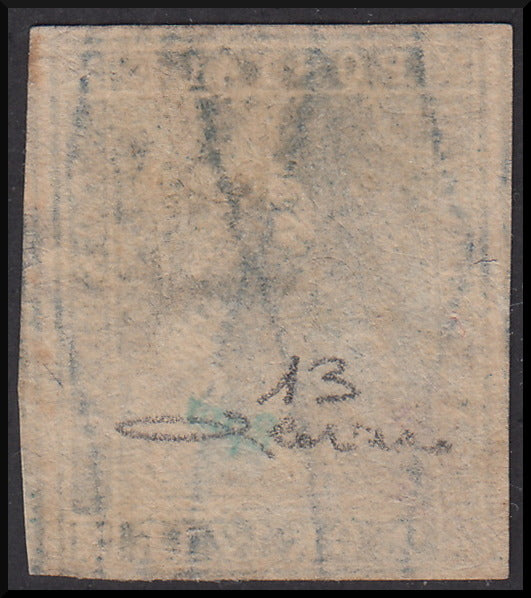 TOS21 - 1857 Leone di Marzocco, 2 crazie azzurro su carta bianca e filigrana linee ondulate usato (13)