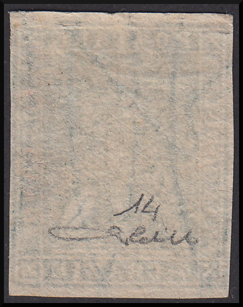 TOS22 - 1857 Leone di Marzocco, 4 crazie verde su carta bianca e filigrana linee ondulate usato (14)