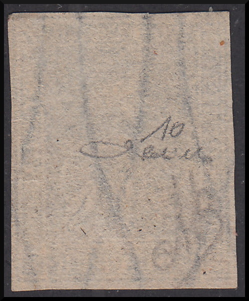 TOS24 - 1857 Leone di Marzocco, 1 black farthing on white paper and wavy lines watermark used (10)