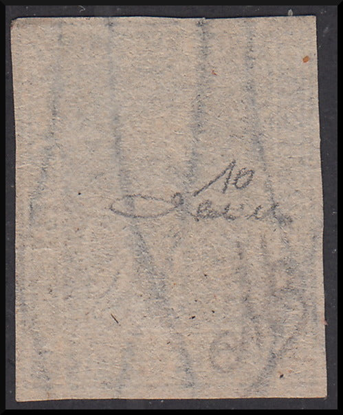 Leone di Marzocco, 1 quattrino nero su carta bianca e filigrana linee ondulate usato (10)