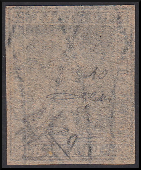 TOS25 - 1857 Leone di Marzocco, 1 black farthing on white paper and wavy lines watermark used (10)