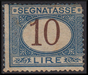 VEII_13 - Regno d'Italia 1870 segnatasse I serie L. 10 azzurro e bruno nuovo con gomma originale (14)