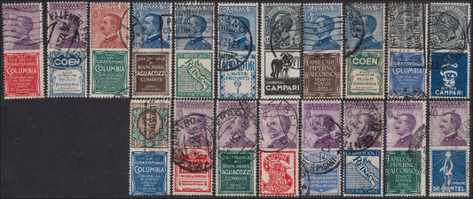 Kingdom of Italy, advertising issues, complete used set (1/19), original cancellations.