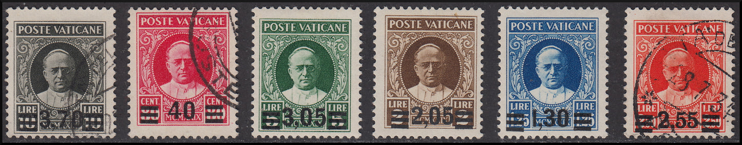 Città del Vaticano - 1934 serie Provvisoria di sei valori soprastampati usata con annulli originali