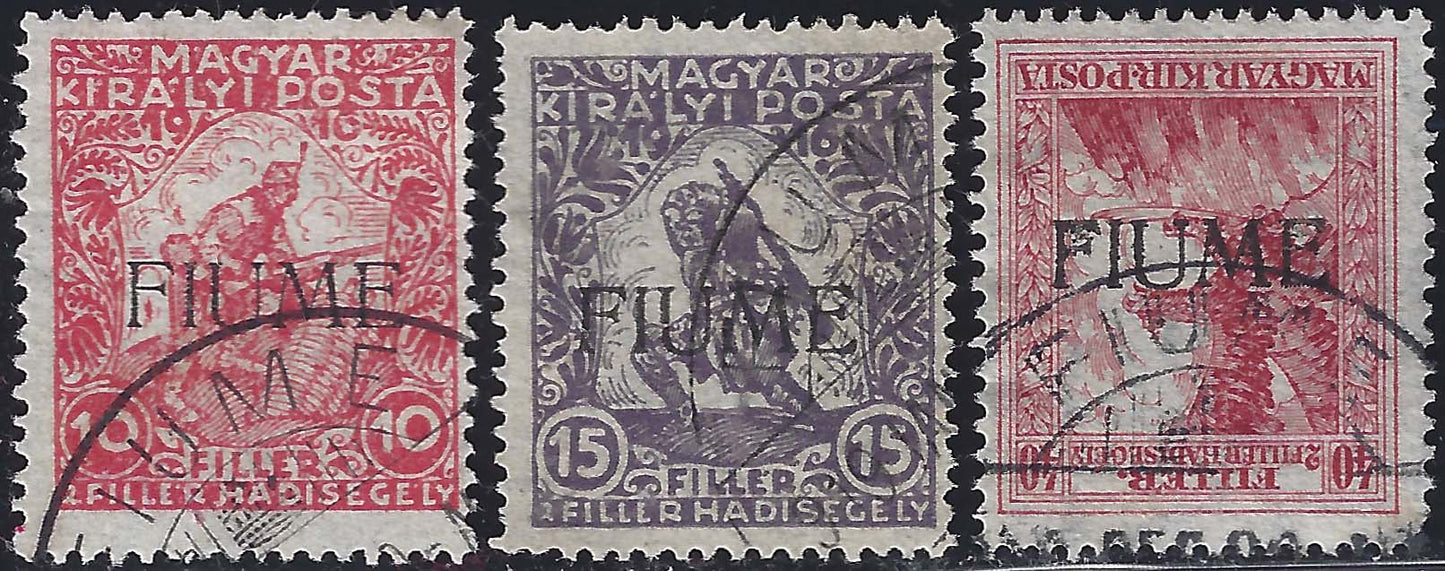 Stamps of Hungary Charity, Reapers, Parliament and Charles and Zita series, basic values ​​series with machine overprint, used